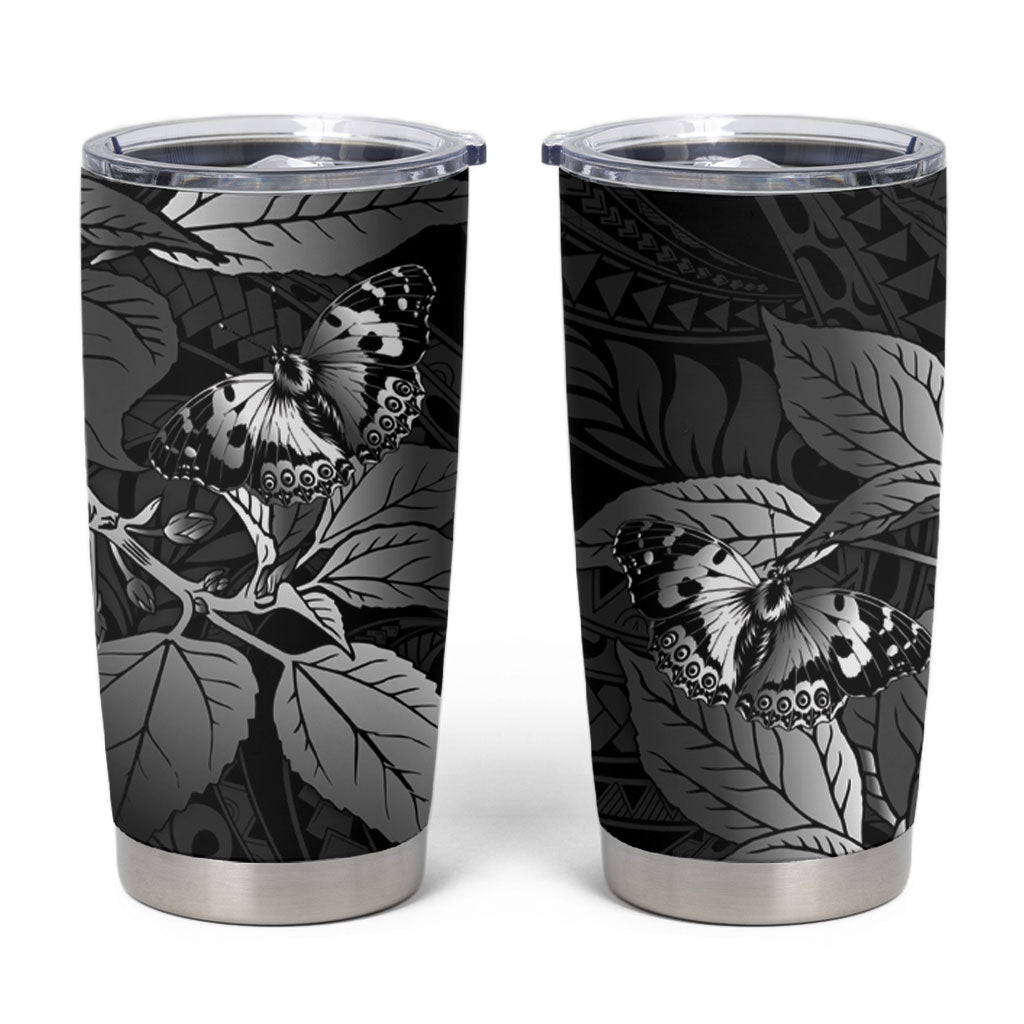 Kamehameha Butterfly Hawaii Tumbler Cup Hawaiian Pulelehua Mamaki Black Color LT14 Black - Polynesian Pride