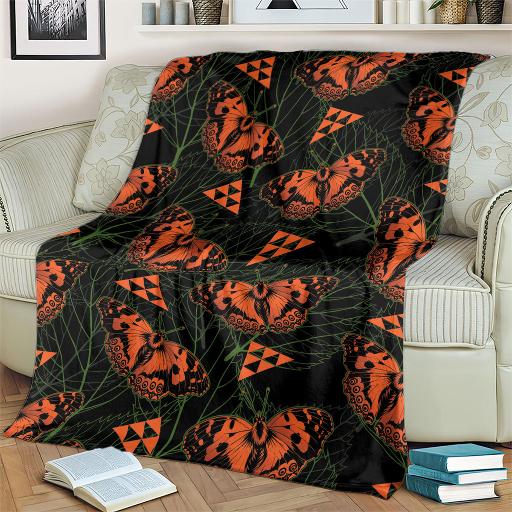 Kamehameha Butterfly Mamaki Hawaii Blanket Pulelehua Hawaiian Kakau Seamless Style LT14 - Polynesian Pride