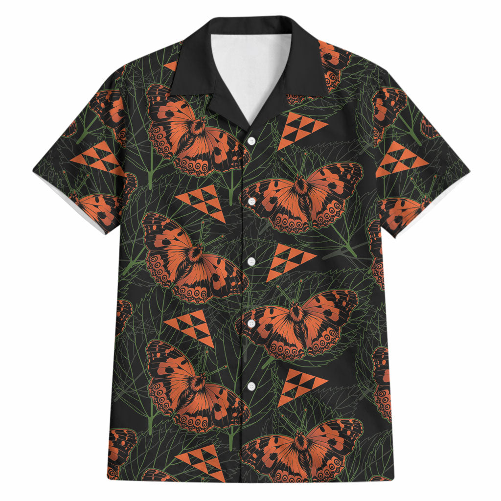 Kamehameha Butterfly Mamaki Hawaii Hawaiian Shirt Pulelehua Hawaiian Kakau Seamless Style LT14 Black - Polynesian Pride
