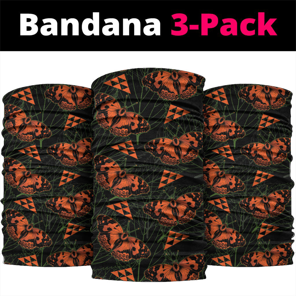 Kamehameha Butterfly Mamaki Hawaii Neck Gaiter Pulelehua Hawaiian Kakau Seamless Style LT14 package One Size: 25*50cm Black - Polynesian Pride