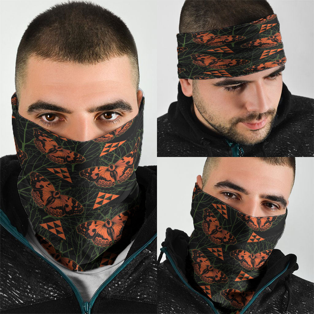 Kamehameha Butterfly Mamaki Hawaii Neck Gaiter Pulelehua Hawaiian Kakau Seamless Style LT14 - Polynesian Pride
