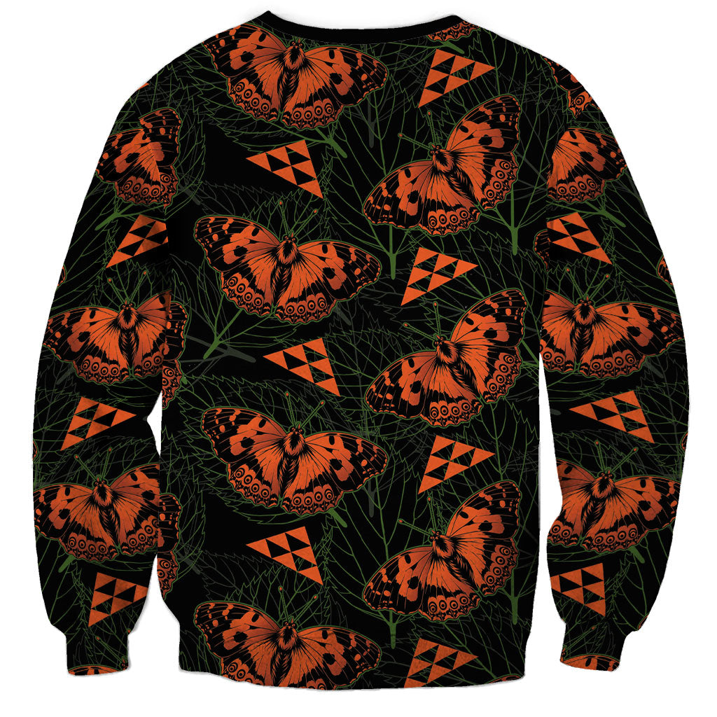 Kamehameha Butterfly Mamaki Hawaii Sweatshirt Pulelehua Hawaiian Kakau Seamless Style LT14 - Polynesian Pride
