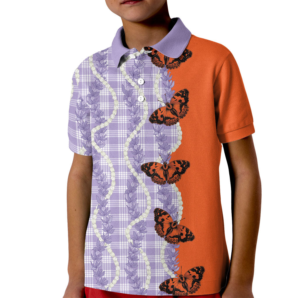 Kamehameha Butterfly Palaka Hawaii Kid Polo Shirt Pulelehua Honohono Pikake Lei