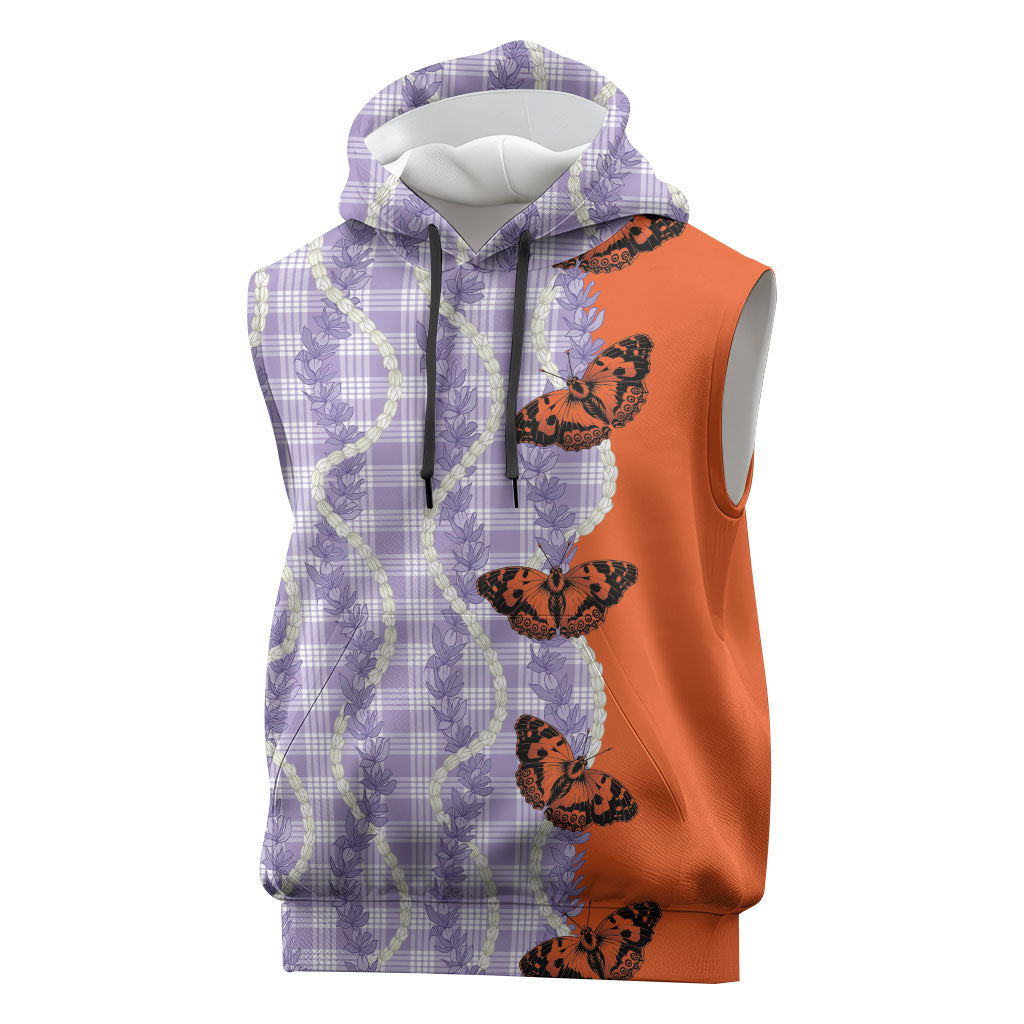Kamehameha Butterfly Palaka Hawaii Sleeveless Hoodie Pulelehua Honohono Pikake Lei