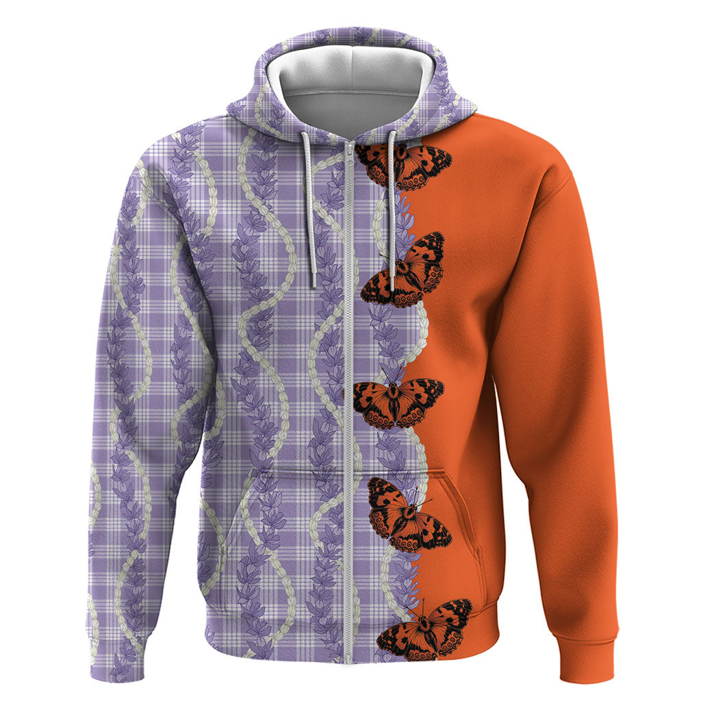 Kamehameha Butterfly Palaka Hawaii Zip Hoodie Pulelehua Honohono Pikake Lei