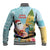 Aloha Hawaii Mele Kalikimaka Baseball Jacket Chilling Santa With Pineapple - Polynesian Pattern