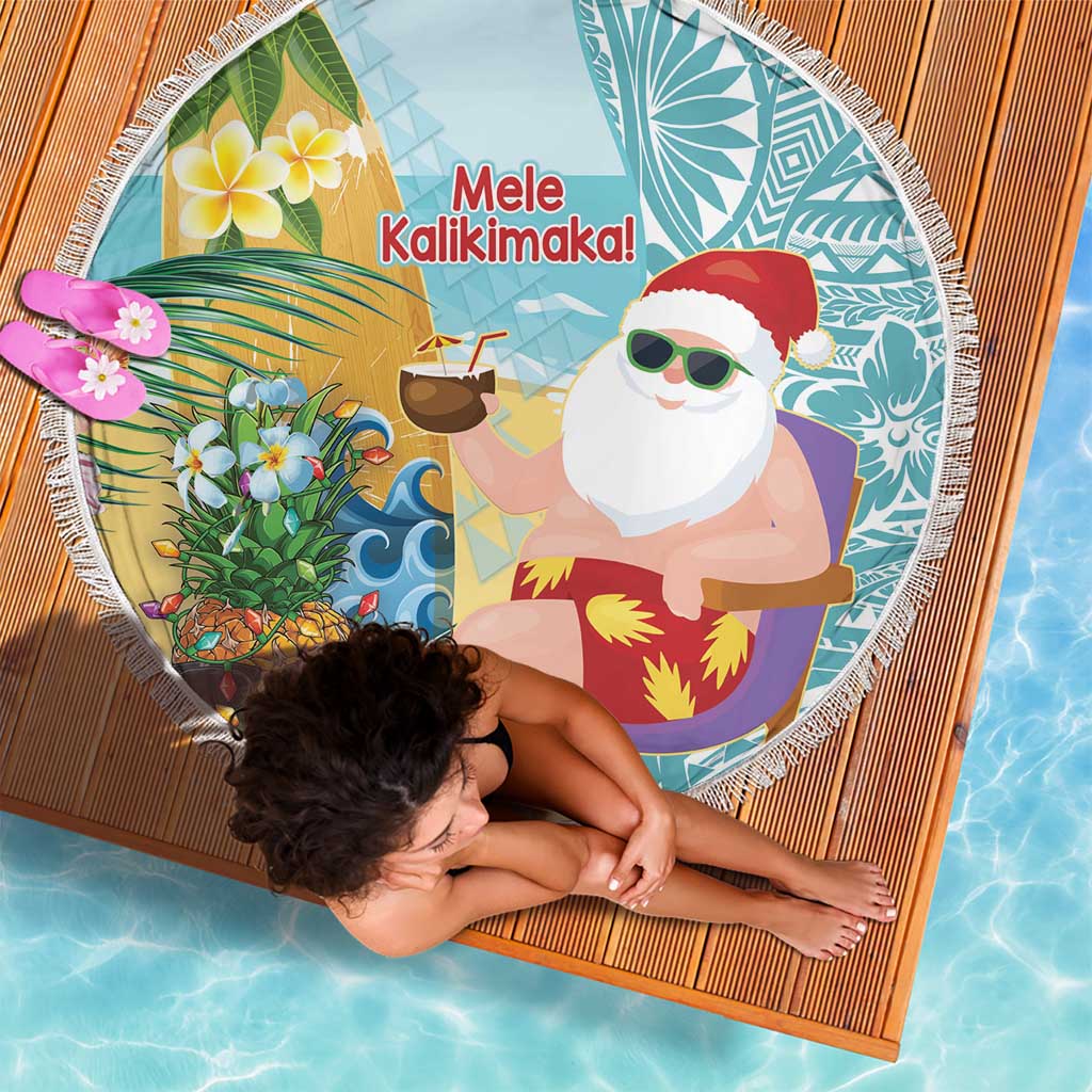 Aloha Hawaii Mele Kalikimaka Beach Blanket Chilling Santa With Pineapple - Polynesian Pattern LT14 - Polynesian Pride