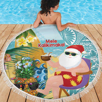 Aloha Hawaii Mele Kalikimaka Beach Blanket Chilling Santa With Pineapple - Polynesian Pattern LT14 - Polynesian Pride