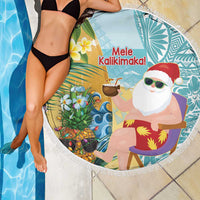 Aloha Hawaii Mele Kalikimaka Beach Blanket Chilling Santa With Pineapple - Polynesian Pattern LT14 - Polynesian Pride