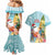 Aloha Hawaii Mele Kalikimaka Couples Matching Mermaid Dress and Hawaiian Shirt Chilling Santa With Pineapple - Polynesian Pattern