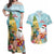 Aloha Hawaii Mele Kalikimaka Couples Matching Off Shoulder Maxi Dress and Hawaiian Shirt Chilling Santa With Pineapple - Polynesian Pattern