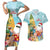 Aloha Hawaii Mele Kalikimaka Couples Matching Short Sleeve Bodycon Dress and Hawaiian Shirt Chilling Santa With Pineapple - Polynesian Pattern