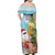 Aloha Hawaii Mele Kalikimaka Family Matching Off Shoulder Maxi Dress and Hawaiian Shirt Chilling Santa With Pineapple - Polynesian Pattern