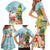 Aloha Hawaii Mele Kalikimaka Family Matching Short Sleeve Bodycon Dress and Hawaiian Shirt Chilling Santa With Pineapple - Polynesian Pattern