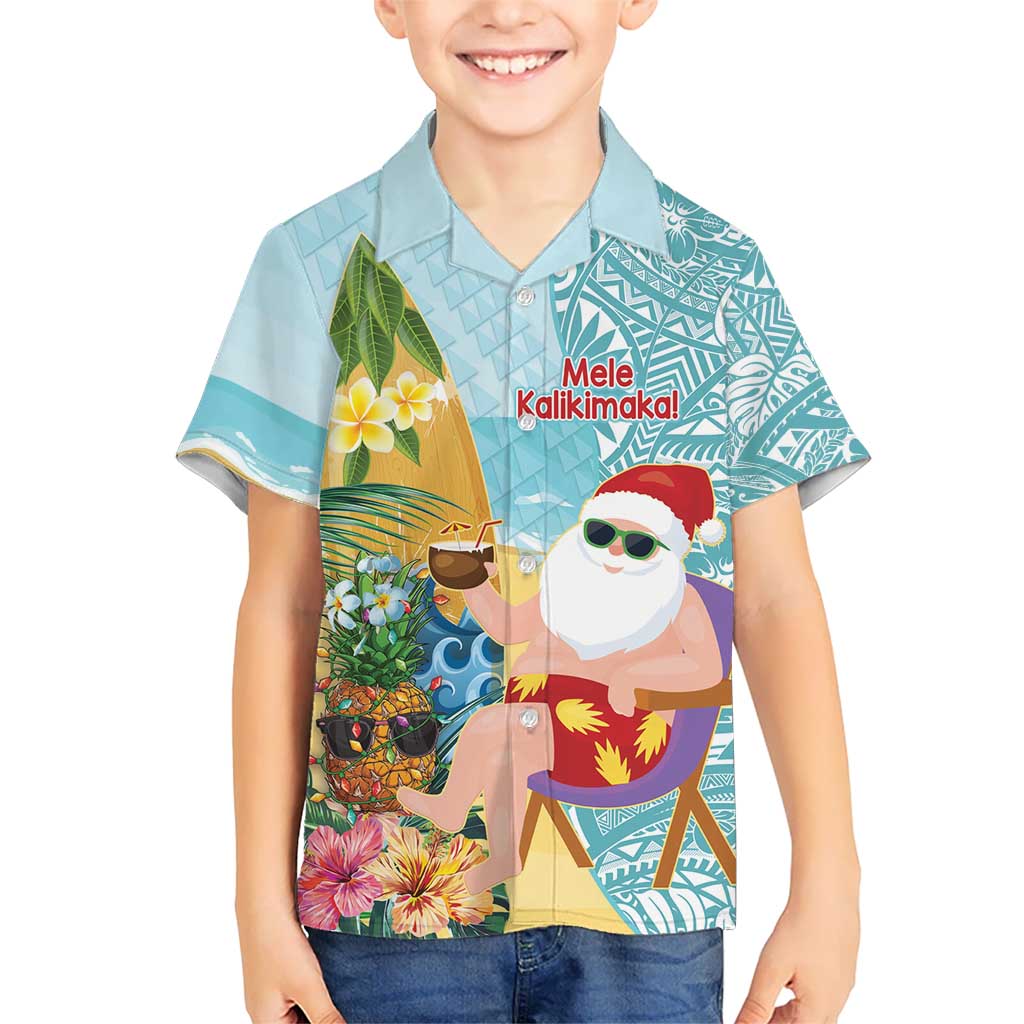Aloha Hawaii Mele Kalikimaka Hawaiian Shirt Chilling Santa With Pineapple - Polynesian Pattern LT14 - Polynesian Pride