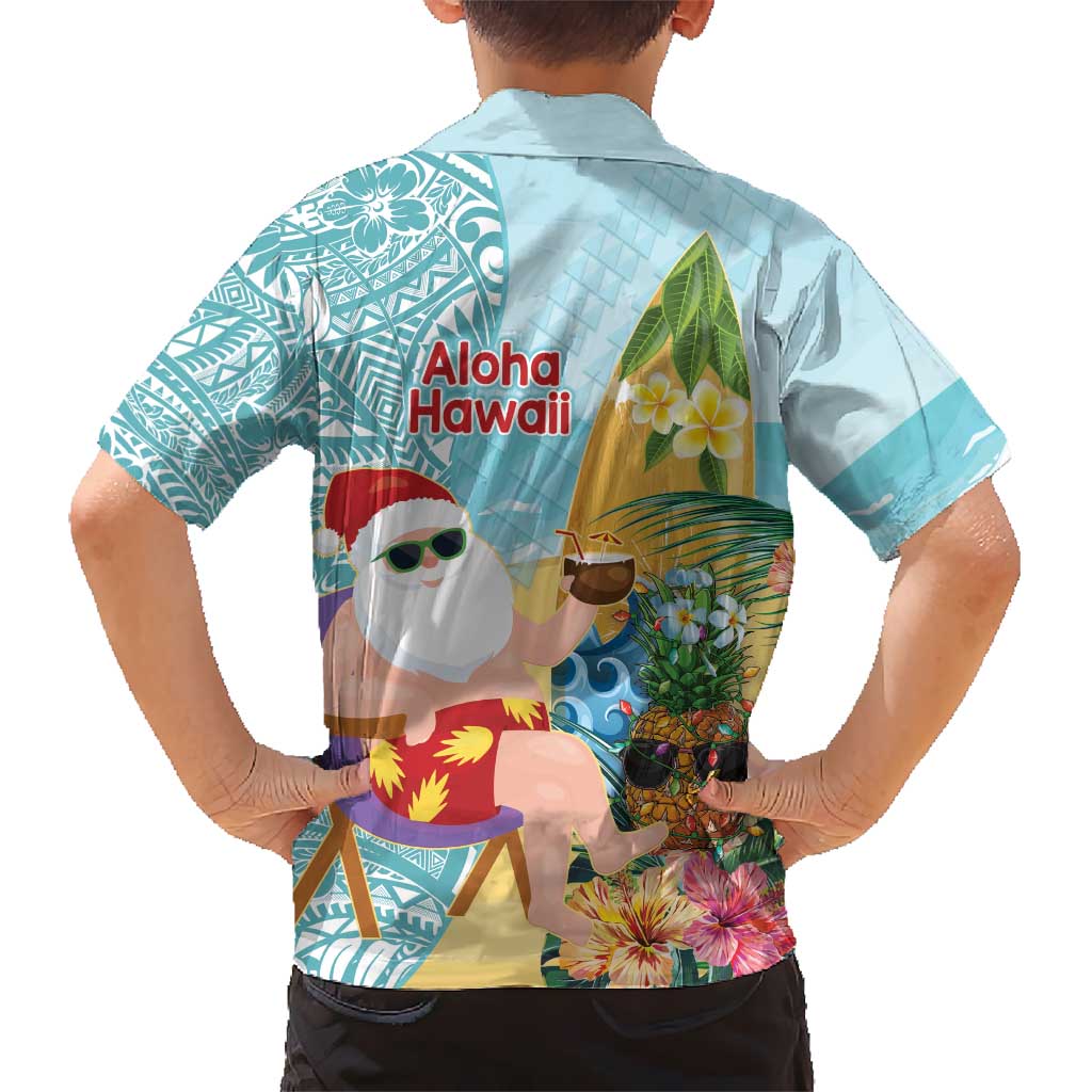 Aloha Hawaii Mele Kalikimaka Hawaiian Shirt Chilling Santa With Pineapple - Polynesian Pattern LT14 - Polynesian Pride