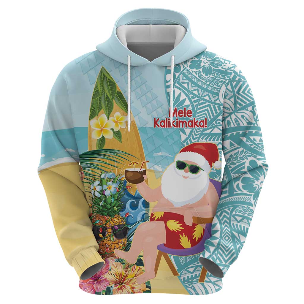 Aloha Hawaii Mele Kalikimaka Hoodie Chilling Santa With Pineapple - Polynesian Pattern LT14 - Polynesian Pride