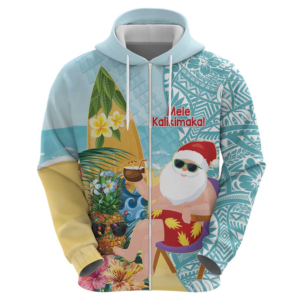 Aloha Hawaii Mele Kalikimaka Hoodie Chilling Santa With Pineapple - Polynesian Pattern LT14 - Polynesian Pride