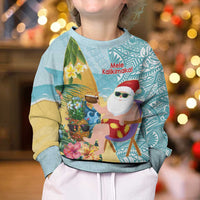 Aloha Hawaii Mele Kalikimaka Kid Ugly Christmas Sweater Chilling Santa With Pineapple - Polynesian Pattern LT14 - Polynesian Pride