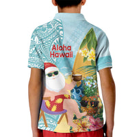 Aloha Hawaii Mele Kalikimaka Kid Polo Shirt Chilling Santa With Pineapple - Polynesian Pattern LT14 - Polynesian Pride