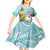 Aloha Hawaii Mele Kalikimaka Kid Short Sleeve Dress Chilling Santa With Pineapple - Polynesian Pattern