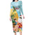 Aloha Hawaii Mele Kalikimaka Long Sleeve Bodycon Dress Chilling Santa With Pineapple - Polynesian Pattern