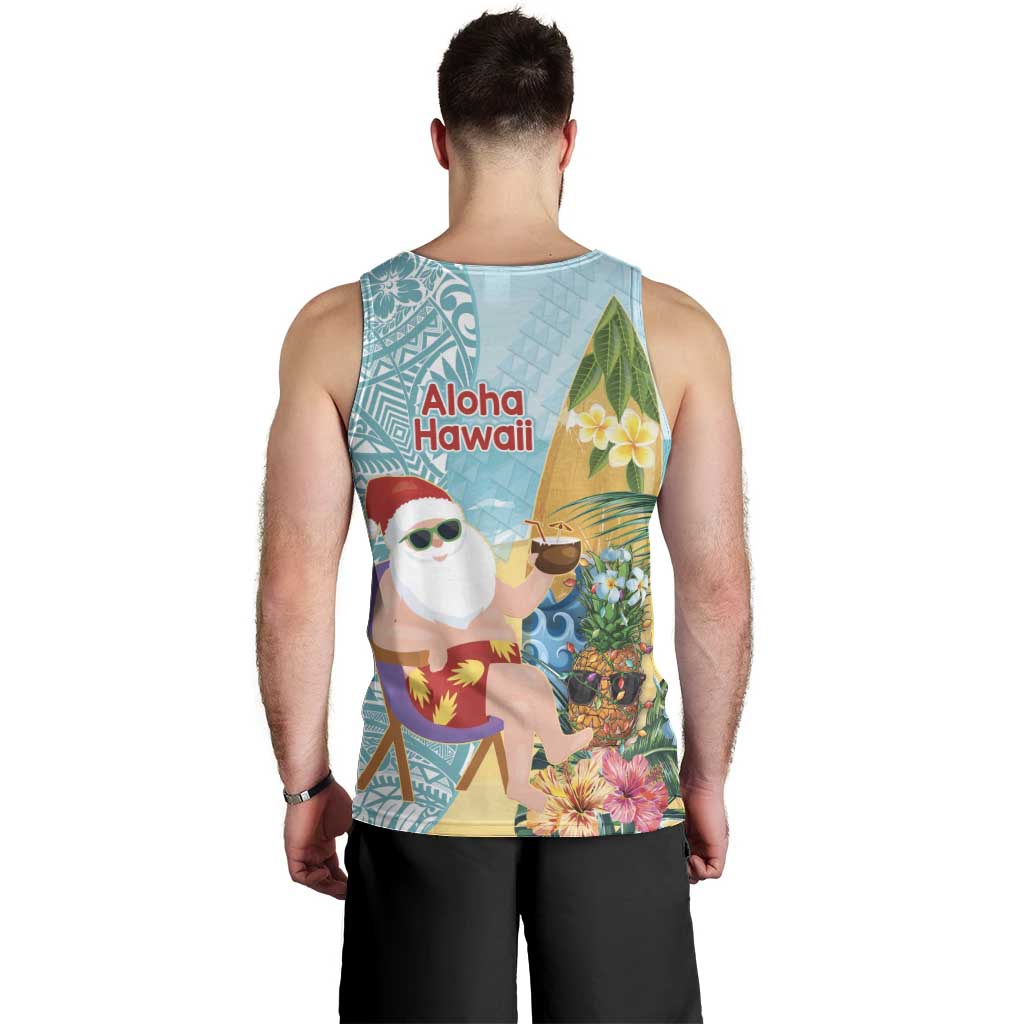 Aloha Hawaii Mele Kalikimaka Men Tank Top Chilling Santa With Pineapple - Polynesian Pattern LT14 - Polynesian Pride