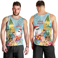 Aloha Hawaii Mele Kalikimaka Men Tank Top Chilling Santa With Pineapple - Polynesian Pattern LT14 - Polynesian Pride