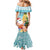 Aloha Hawaii Mele Kalikimaka Mermaid Dress Chilling Santa With Pineapple - Polynesian Pattern