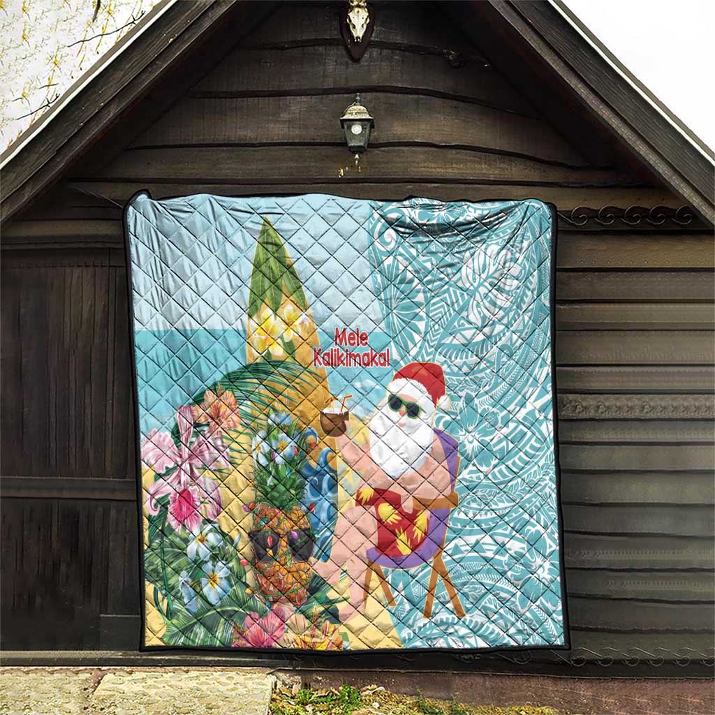 Aloha Hawaii Mele Kalikimaka Quilt Chilling Santa With Pineapple - Polynesian Pattern LT14 - Polynesian Pride