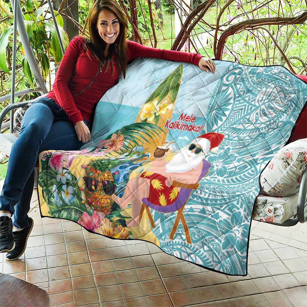 Aloha Hawaii Mele Kalikimaka Quilt Chilling Santa With Pineapple - Polynesian Pattern LT14 - Polynesian Pride