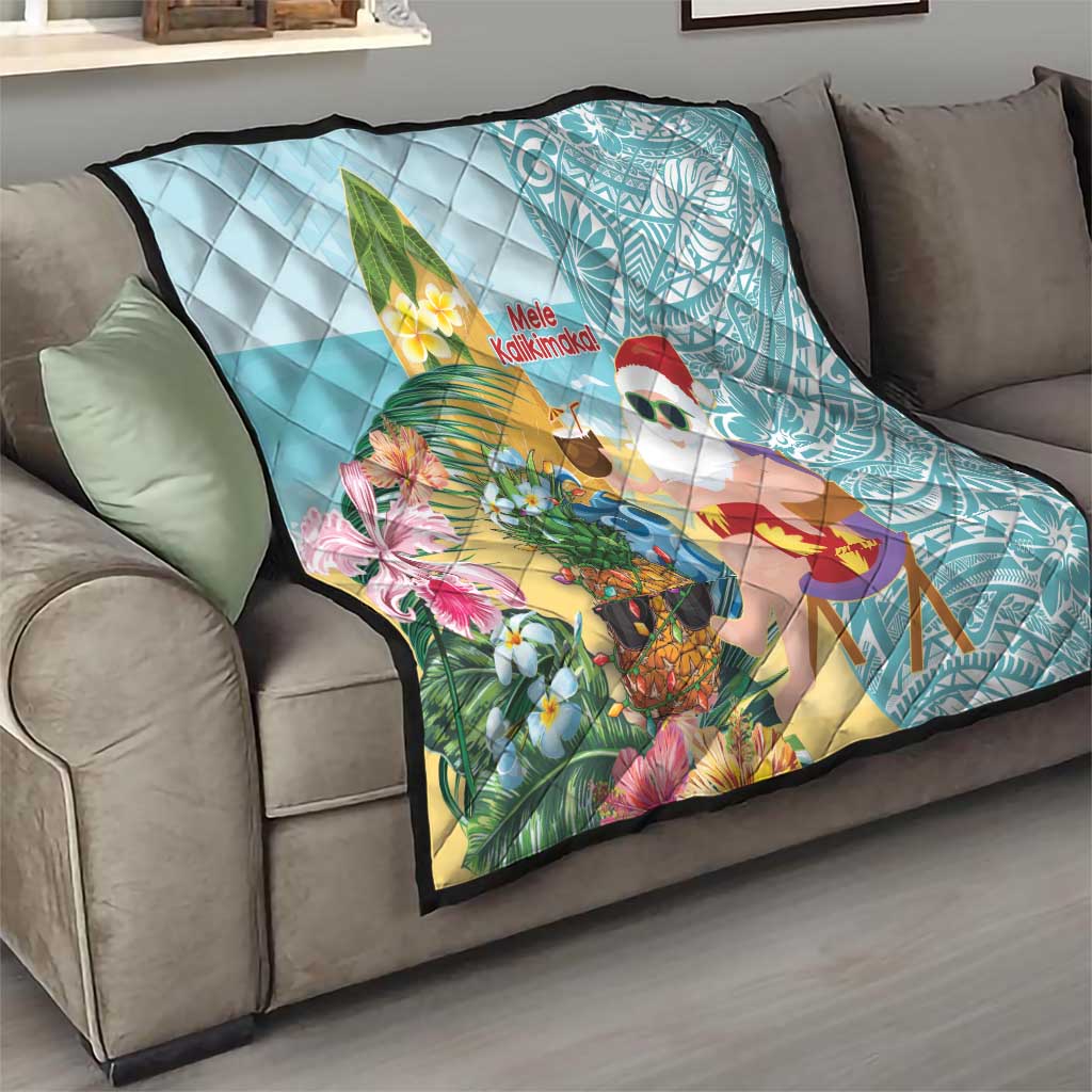 Aloha Hawaii Mele Kalikimaka Quilt Chilling Santa With Pineapple - Polynesian Pattern LT14 - Polynesian Pride