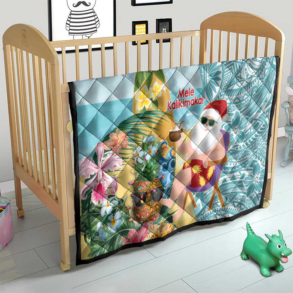 Aloha Hawaii Mele Kalikimaka Quilt Chilling Santa With Pineapple - Polynesian Pattern LT14 - Polynesian Pride