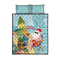 Aloha Hawaii Mele Kalikimaka Quilt Bed Set Chilling Santa With Pineapple - Polynesian Pattern LT14 - Polynesian Pride