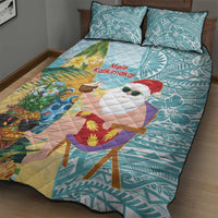 Aloha Hawaii Mele Kalikimaka Quilt Bed Set Chilling Santa With Pineapple - Polynesian Pattern LT14 - Polynesian Pride