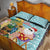 Aloha Hawaii Mele Kalikimaka Quilt Bed Set Chilling Santa With Pineapple - Polynesian Pattern