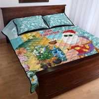 Aloha Hawaii Mele Kalikimaka Quilt Bed Set Chilling Santa With Pineapple - Polynesian Pattern LT14 - Polynesian Pride