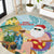 Aloha Hawaii Mele Kalikimaka Round Carpet Chilling Santa With Pineapple - Polynesian Pattern