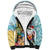 Aloha Hawaii Mele Kalikimaka Sherpa Hoodie Chilling Santa With Pineapple - Polynesian Pattern