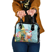 Aloha Hawaii Mele Kalikimaka Shoulder Handbag Chilling Santa With Pineapple - Polynesian Pattern LT14 One Size Cyan - Polynesian Pride