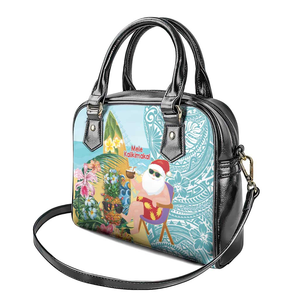 Aloha Hawaii Mele Kalikimaka Shoulder Handbag Chilling Santa With Pineapple - Polynesian Pattern LT14 - Polynesian Pride