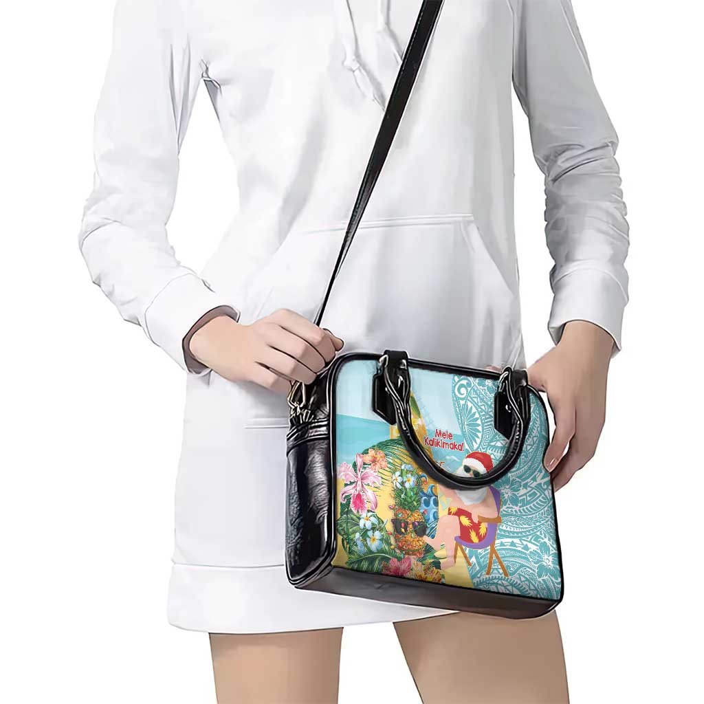 Aloha Hawaii Mele Kalikimaka Shoulder Handbag Chilling Santa With Pineapple - Polynesian Pattern LT14 - Polynesian Pride