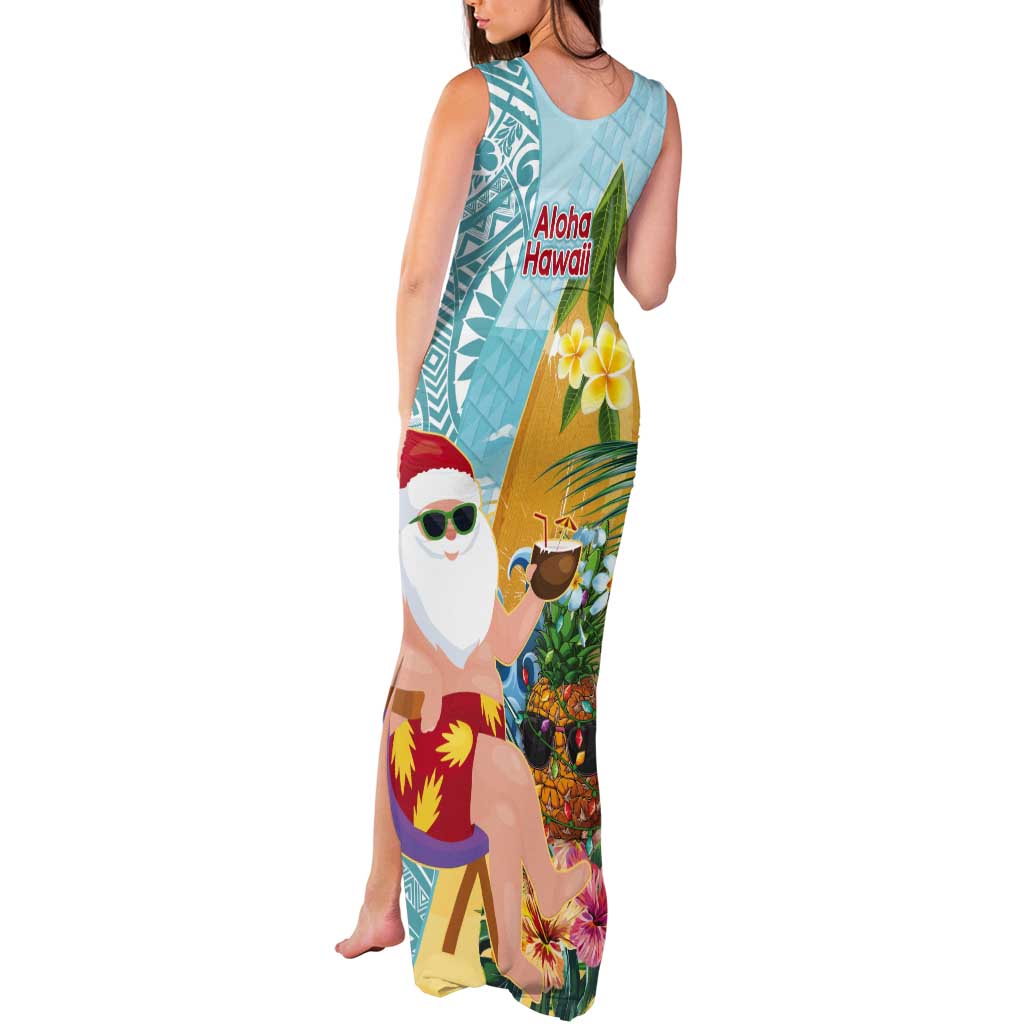 Aloha Hawaii Mele Kalikimaka Tank Maxi Dress Chilling Santa With Pineapple - Polynesian Pattern LT14 - Polynesian Pride