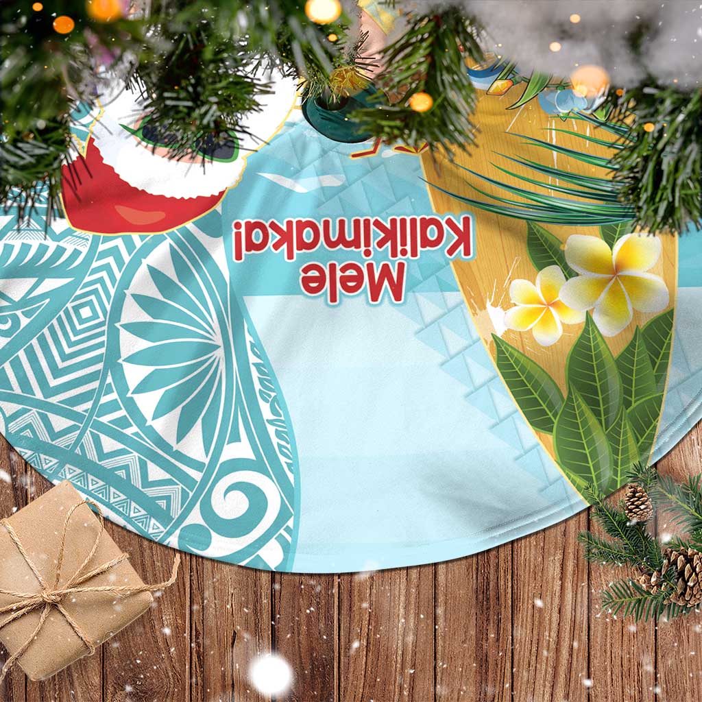 Aloha Hawaii Mele Kalikimaka Tree Skirt Chilling Santa With Pineapple - Polynesian Pattern LT14 - Polynesian Pride
