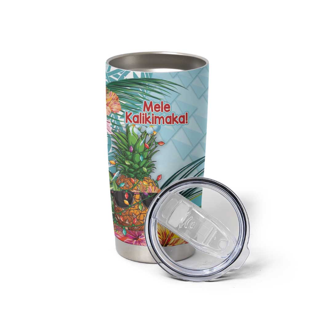 Aloha Hawaii Mele Kalikimaka Tumbler Cup Chilling Santa With Pineapple - Polynesian Pattern LT14 - Polynesian Pride