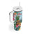 Aloha Hawaii Mele Kalikimaka Tumbler With Handle Chilling Santa With Pineapple - Polynesian Pattern