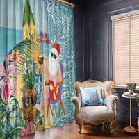 Aloha Hawaii Mele Kalikimaka Window Curtain Chilling Santa With Pineapple - Polynesian Pattern LT14 - Polynesian Pride