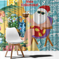 Aloha Hawaii Mele Kalikimaka Window Curtain Chilling Santa With Pineapple - Polynesian Pattern LT14 - Polynesian Pride
