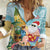 Aloha Hawaii Mele Kalikimaka Women Casual Shirt Chilling Santa With Pineapple - Polynesian Pattern