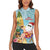 Aloha Hawaii Mele Kalikimaka Women Sleeveless Polo Shirt Chilling Santa With Pineapple - Polynesian Pattern